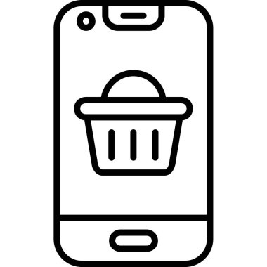 Sepet cep telefonu simgesi ana hatları biçiminde