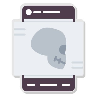 Akıllı telefon ikonlu kafatası. düz biçim tasarımı.