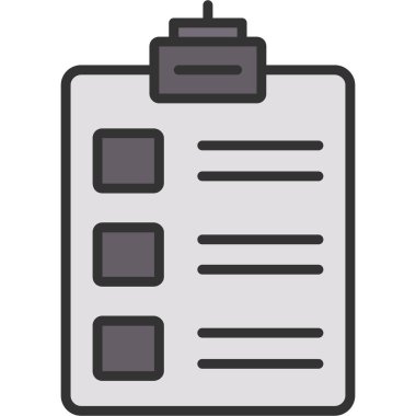 Kontrol listesi simgesi. Beyaz arkaplanda izole edilmiş web tasarımı için basit pano vektör sembolü çizimi