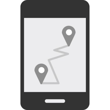 Mobil simgeye sahip harita iğnesi, basit vektör illüstrasyonu