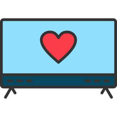 Kalp ikonlu izole televizyon. vektör çizimi tasarımı