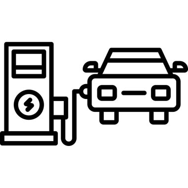 Araba pil simgesi. Araba pil vektör simgesi web için anahat çizimi