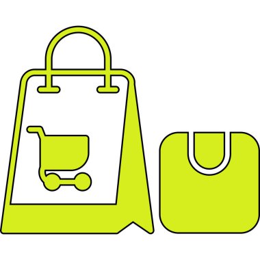 Alışveriş arabası çizimi olan bir alışveriş çantası.