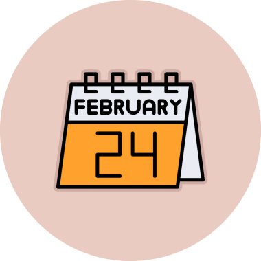 20 Şubat takviminin düz simgesi