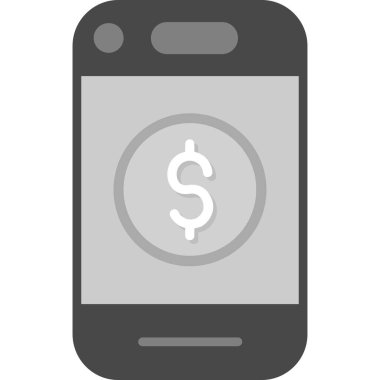 mobil bankacılık vektör simgesi. biçim düz grafik sembolü, gri renk, beyaz arkaplan.