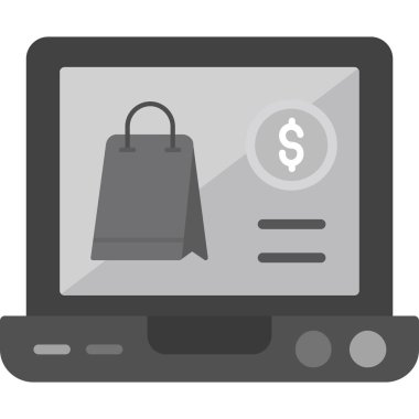 İnternet alışveriş simgesi. Beyaz arkaplanda izole edilmiş web tasarımı için çevrimiçi alışveriş vektörü simgesinin basit çizimi