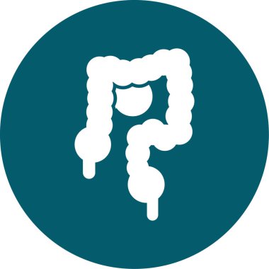 Bağırsak ikonu. Vektör biçimi yuvarlak açılı düz cyan düz simge, mavi arkaplan, beyaz arkaplan