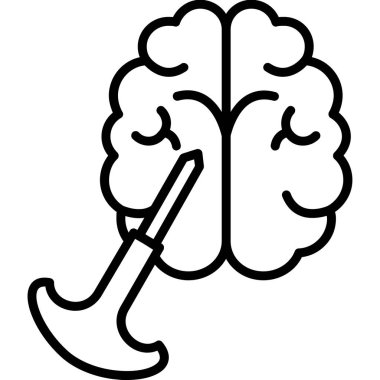 Beyin ve golf sopası ikonu. özet çizimi