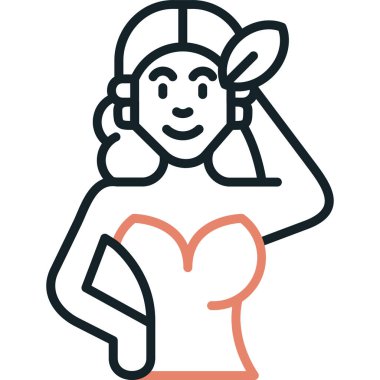 Kulaklıklı kadın vektör çizimi müzik tasarımı