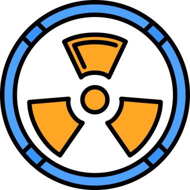 Nükleer patlama simgesi renk ana hatları vektörü