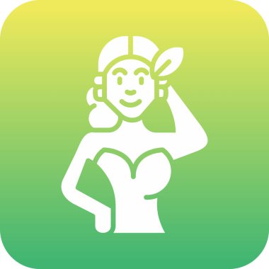 Çiçek ikonlu bir kız, beyaz sırtüstü yeşil