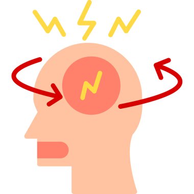 Yıldırım ikonlu beyin. vektör illüstrasyonu