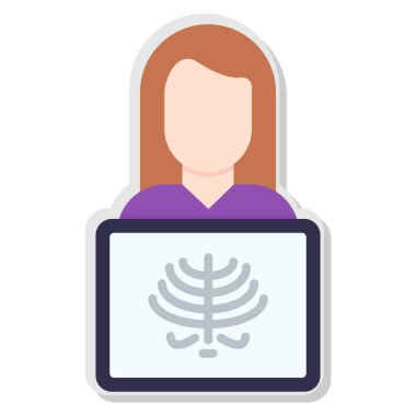 Dizüstü bilgisayar dizaynlı kadın avatarı