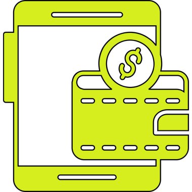 Dolar gagası simgesi renk ana hatları vektörü