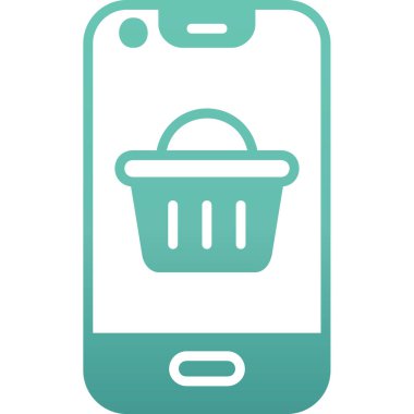 Mobil sembollü akıllı telefon, alışveriş sepeti