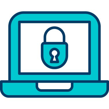 Kilit ve kalkan vektör çizimine sahip dizüstü bilgisayar