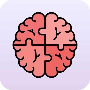 Düz dizaynlı beyin simgesi beyaz arkaplanda izole edilmiş. İnsan beyin vektörü çizimi.