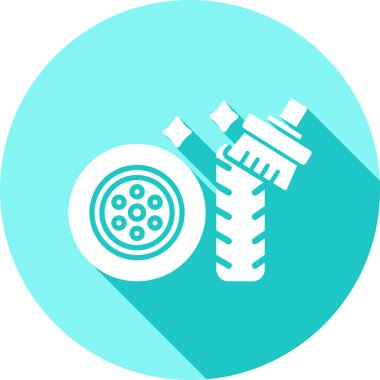 Mavi hat su musluğu ve anahtar araçları simgesi beyaz arkaplanda izole edildi. Çember çizimi. vektör.