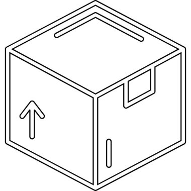 karton kutu simgesi, vektör illüstrasyonu