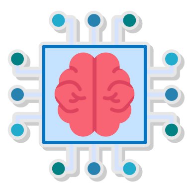 Yapay zeka ikonu. Web için yapay zeka vektör simgesinin özet çizimi