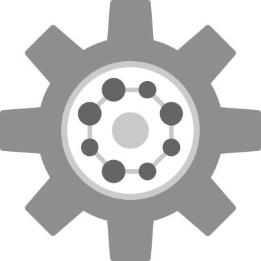 Gears'ı simge vektör. Düz sembolü, gri renkli, yuvarlak açılar, beyaz arka plan tarzıdır.