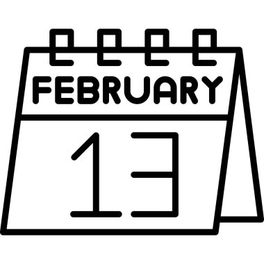 14 Şubat 'ta. Ayın tarihi ve Şubat ayının yönetim tarihine sahip bir satır takvimi simgesi. Şubat ayının