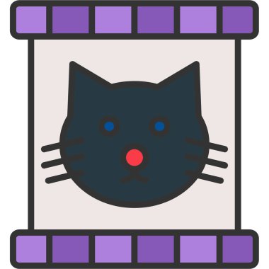 Yay ikonlu kedi. Web için yay vektör simgesi olan kedinin basit bir çizimi