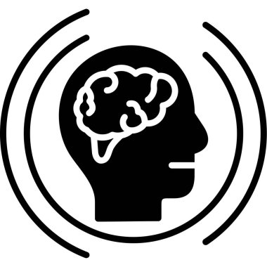 baş ve beyin simgesi, vektör çizimi beyaz arkaplanda izole edildi