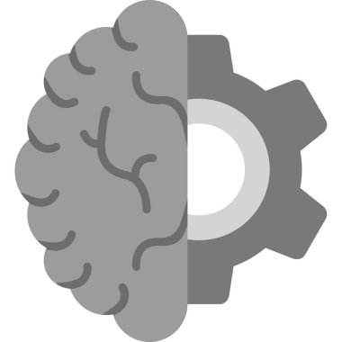 İnsan beyin vektör simgesi. biçim düz renk sembolü, gri renk, yuvarlak gri arkaplan.