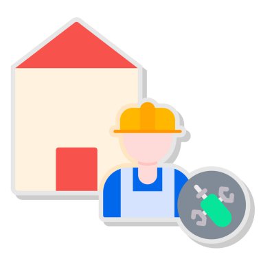 İnşaat mühendisi simgesi, vektör illüstrasyonu