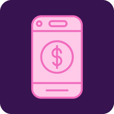 Dolar işaretli akıllı telefon. Web simgesi basit illüstrasyon