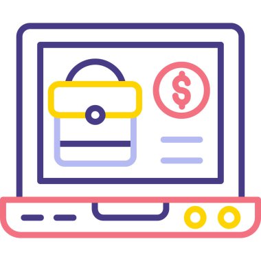 madeni para ikonlu laptop. Basit tasarım