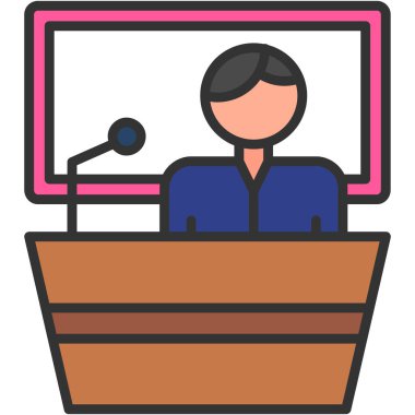 röportaj konferansı simgesi, basit vektör illüstrasyonu