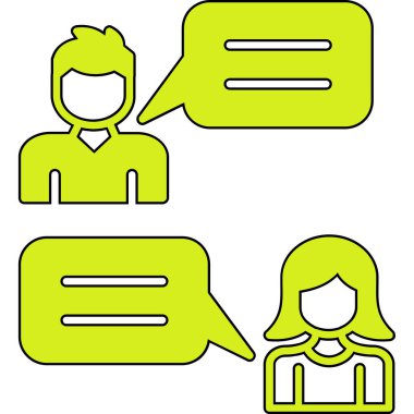 Konuşma baloncukları olan insanların vektör çizimi.