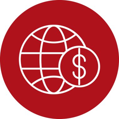 küresel dolar. Web simgesi vektör illüstrasyonu