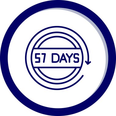 Beyaz arkaplan vektörü düz dizayn üzerinde izole edilmiş mavi çemberdeki 65 günlük simge