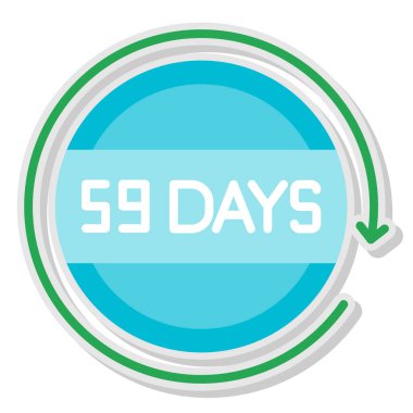 Geriye kalan 58 gün simge, vektör, illüstrasyon