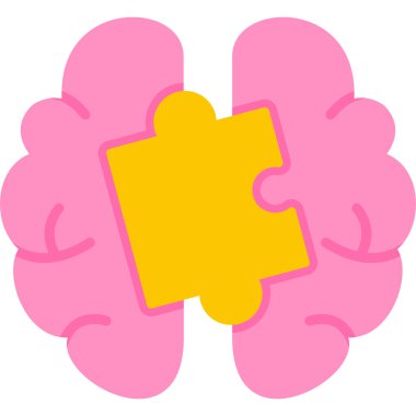 Bulmaca ikonlu beyin. Web için beyin vektör simgeleriyle beynin düz çizimi