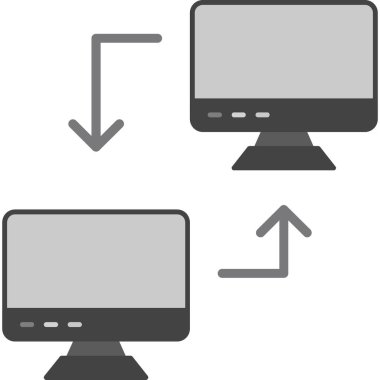 Beyaz arkaplan vektör illüstrasyonunda basit bir şekilde bilgisayar izleyici simgesi