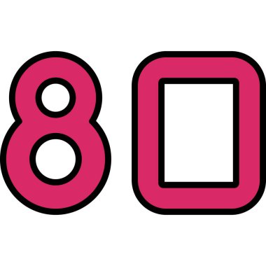 8 'ler sayı vektör çizgisi rengi