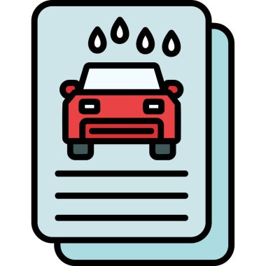 Araba sigortası ikonu. ana hatlı araba sigortası vektör simgesi rengi izole