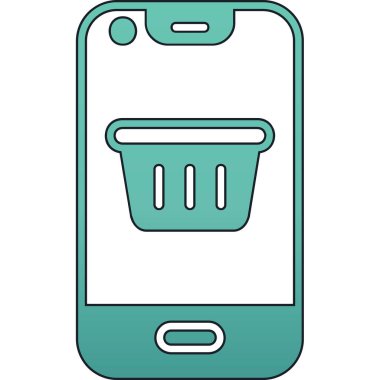 Sepet vektör illüstrasyon tasarımlı akıllı telefon