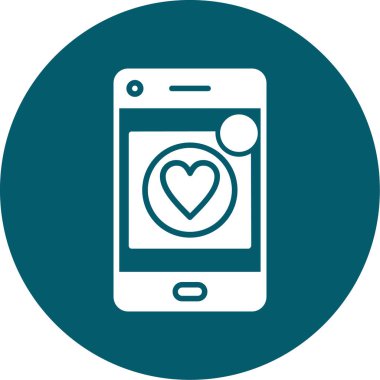 akıllı telefon kalp iç daire, simge, vektör tasarımı