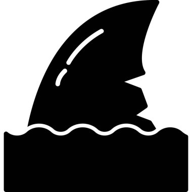 Köpekbalığı simgesi, vektör illüstrasyonu