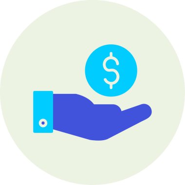 Dolu bir dolar simgesi ile el ele tutuşmak - taslak biçimi