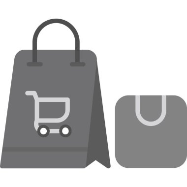 Alışveriş torbaları düz simge, vektör illüstrasyonu