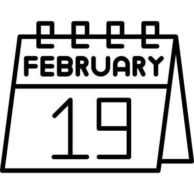 19 Şubat düz ikon vektörü. bir takvim simgesi günü.
