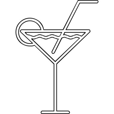 Beyaz arkaplanda izole edilmiş ana hatlı kokteyl bardağı simgesi