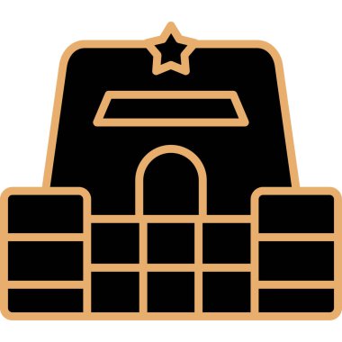 Bina simgesi ve vektör illüstrasyonu beyaz arkaplanda izole edildi