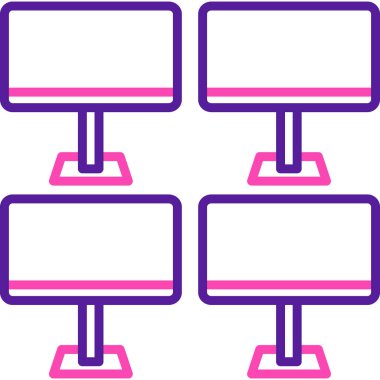 Bilgisayar monitörü simgesi. Web için basit bilgisayar vektör simgeleri çizimi